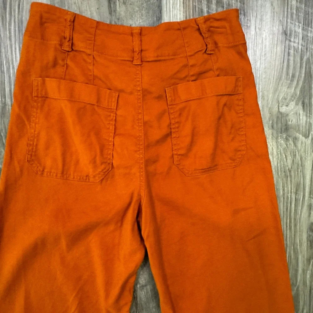 Maeve Pants Womens 4 Burnt Orange The Colette Wide Leg Linen Blend Cropped Pants - Picture 6 of 15